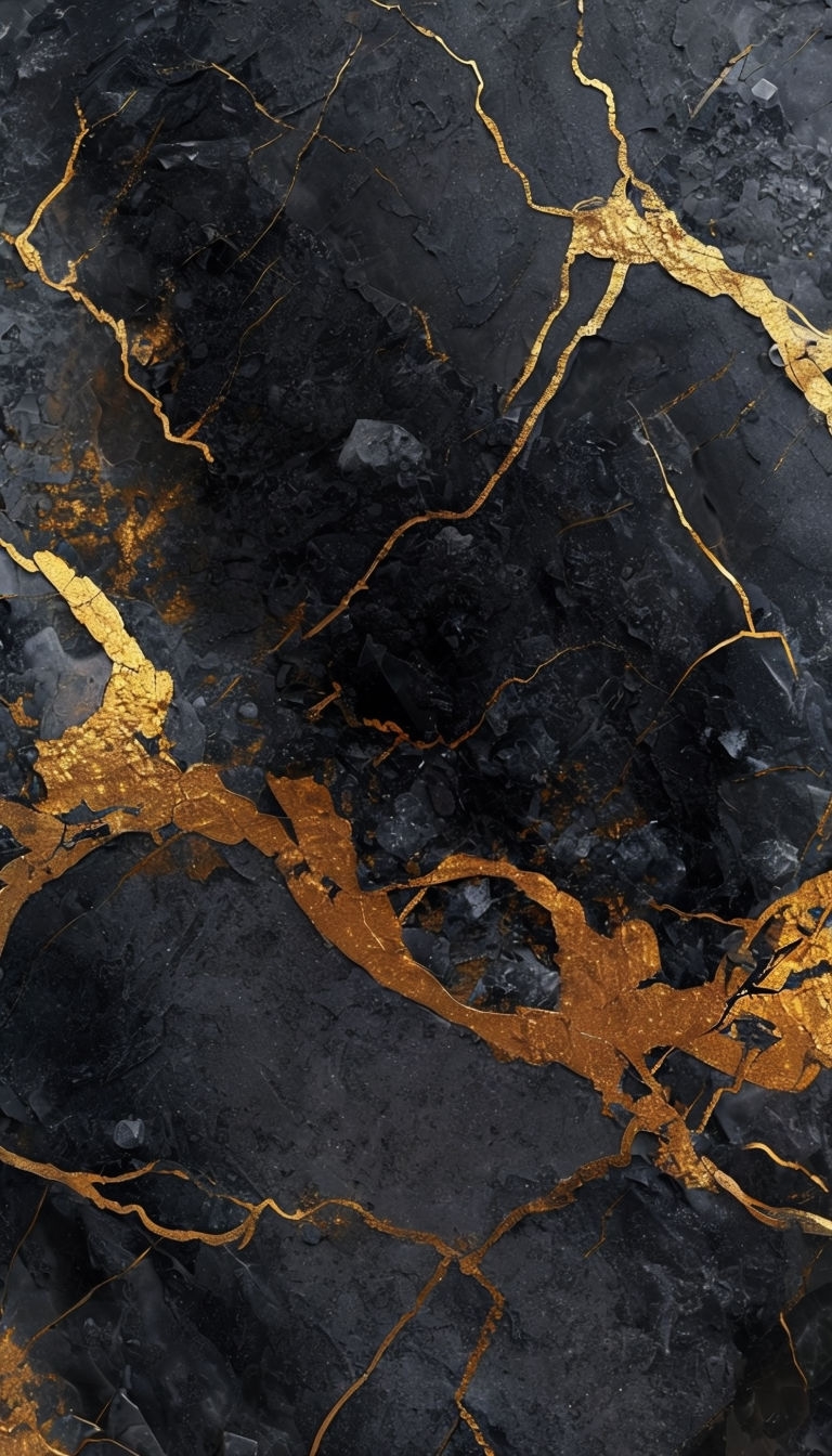 Luxurious Dark Marble with Gold Veins Phone Case Cover