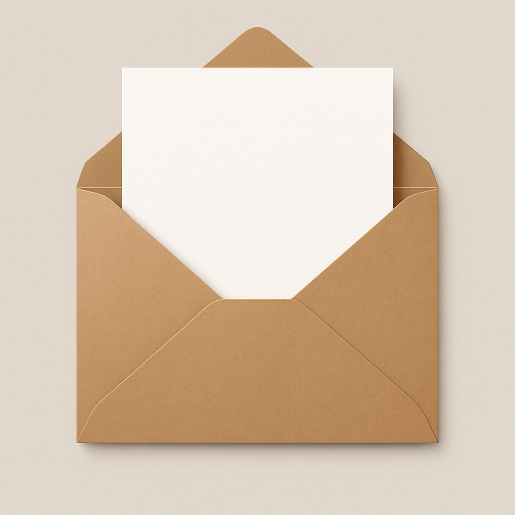 Minimalist Light Brown Envelope and Paper Close-Up Mockup