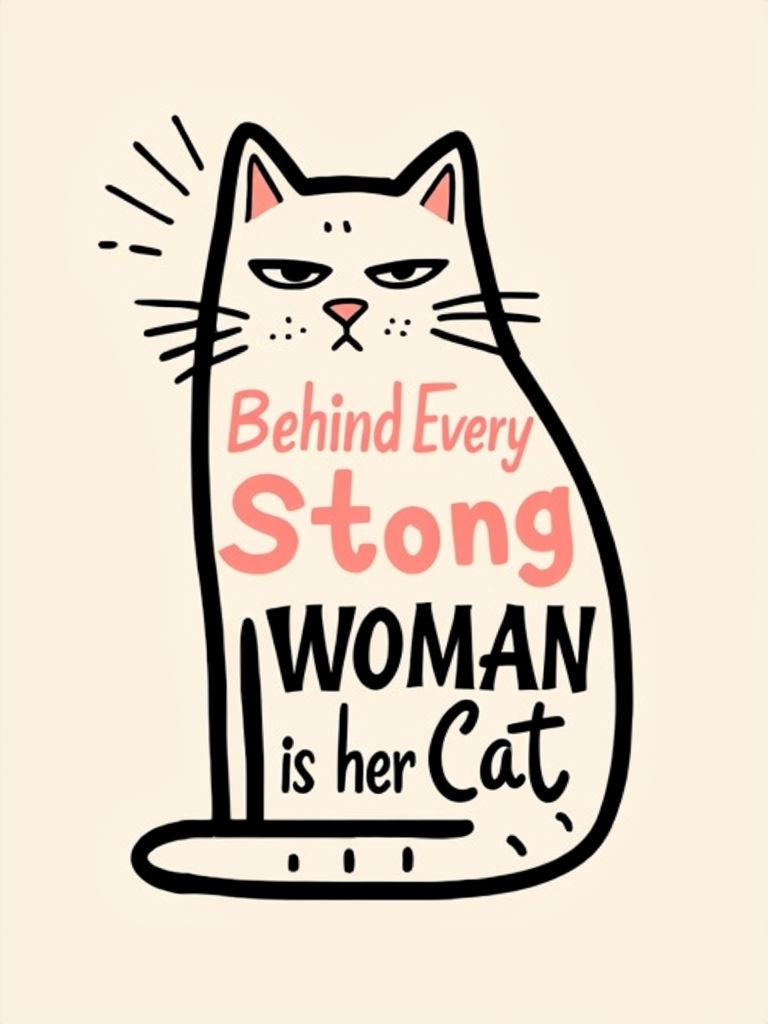 Behind Every Strong Woman Is Her Cat Minimalist Poster