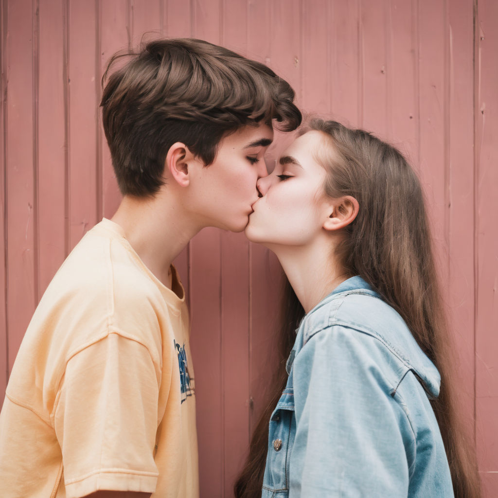 16 years old couple kissing