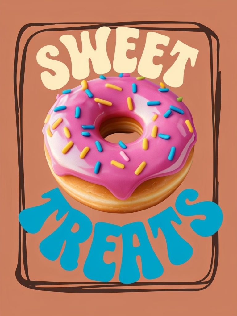 Playful Retro Sweet Treats Donut Bakery Poster