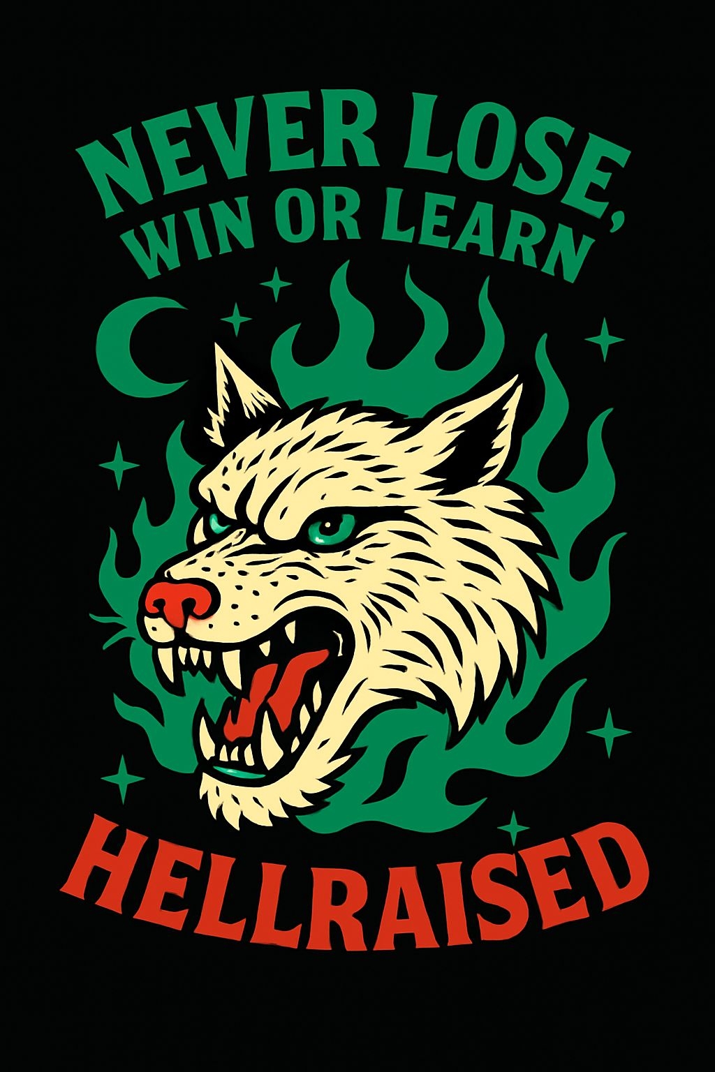 Fierce Vintage Wolf Tattoo with Motivational Quotes T-Shirt