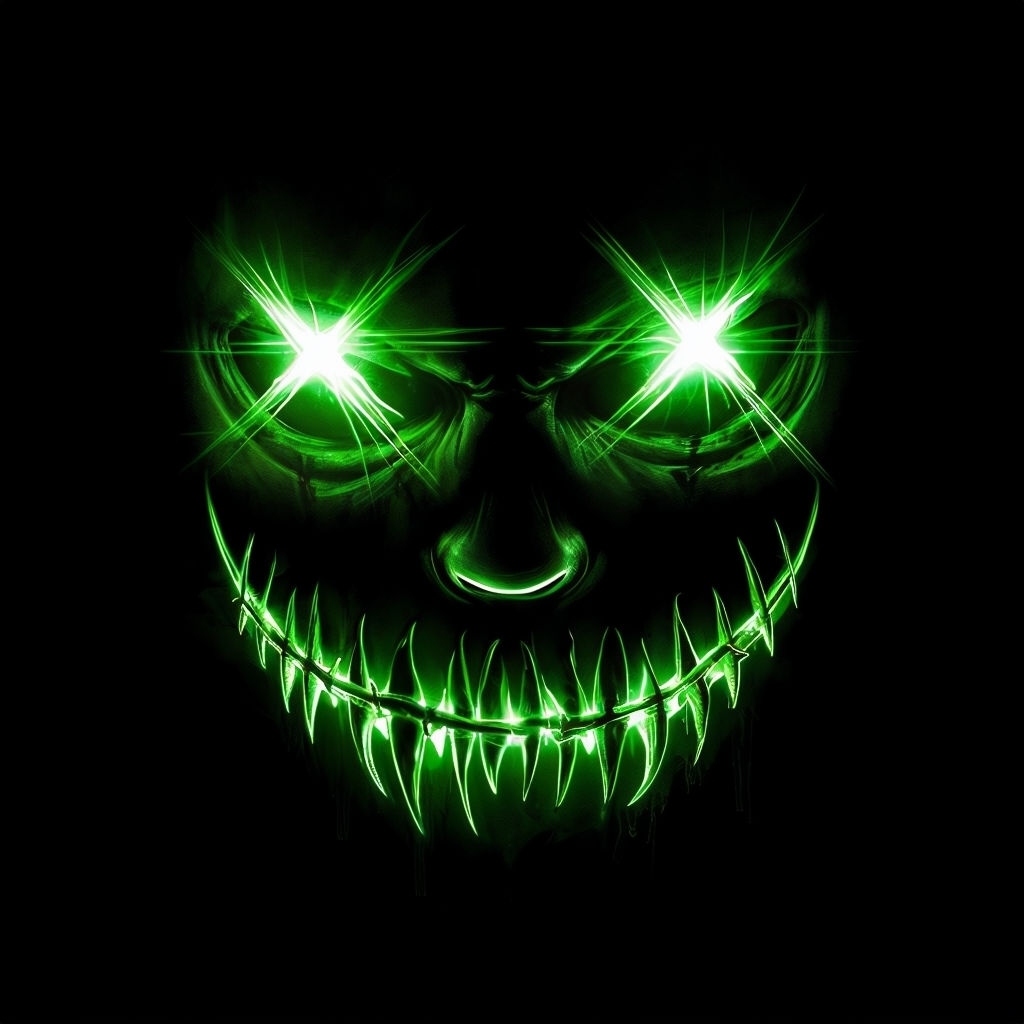 Sinister Glowing Neon Green Face Art for Mug