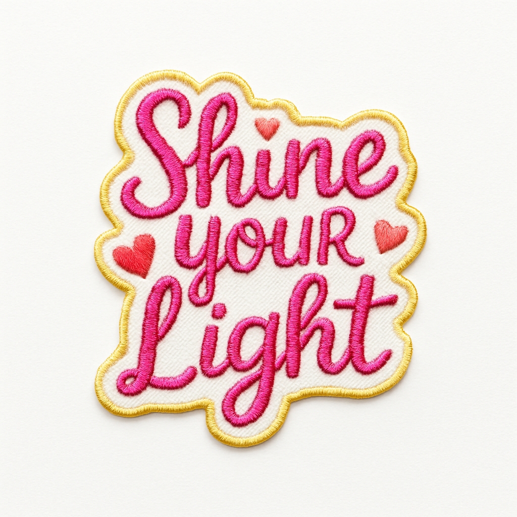 Vibrant 'Shine Your Light' Embroidered Patch for Hats