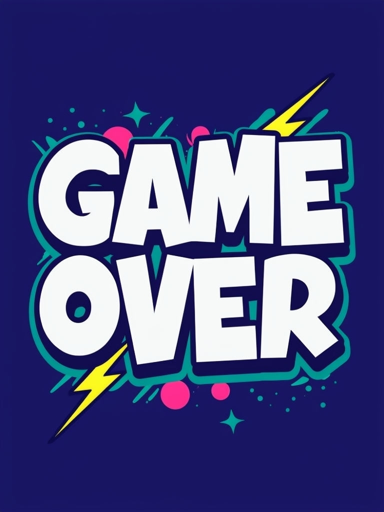 Retro Arcade Game Over Cartoon Typography T-shirt
