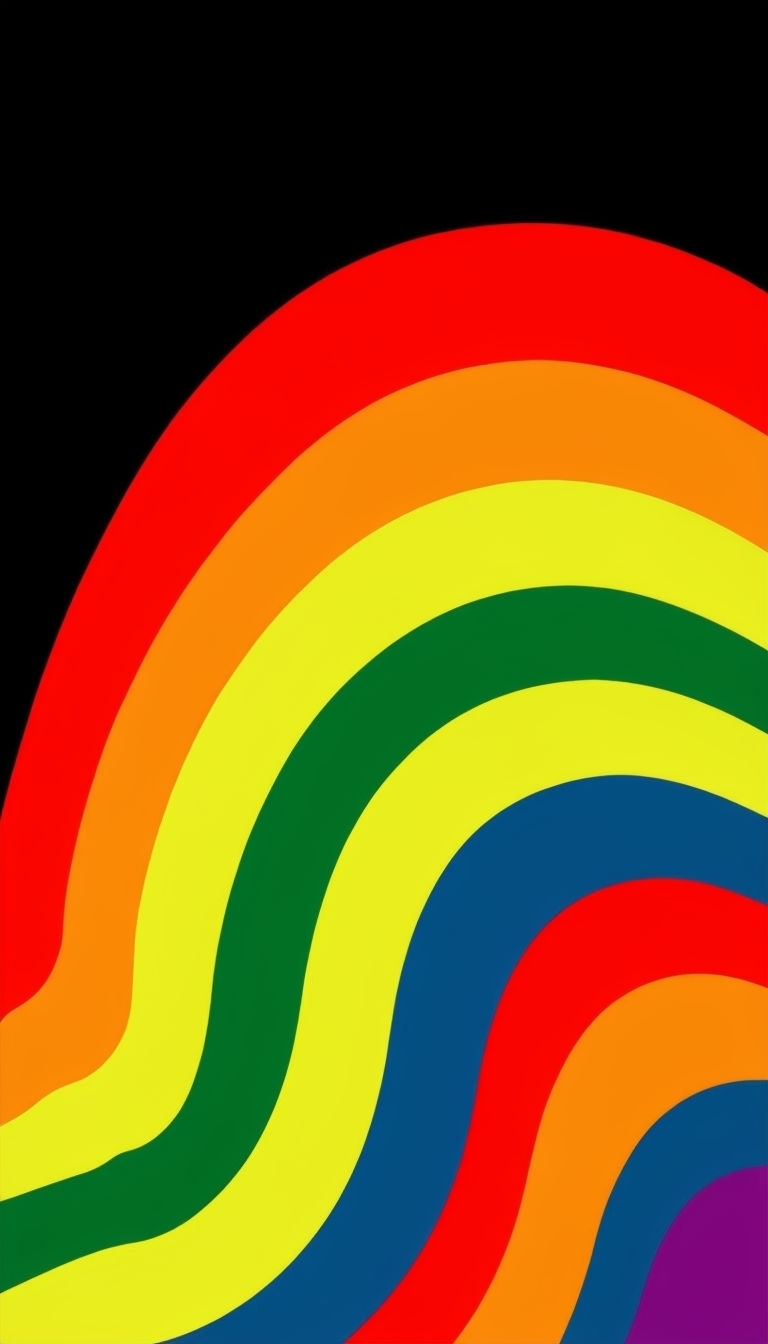 Vibrant Rainbow Waves on Black Background Mobile Wallpaper