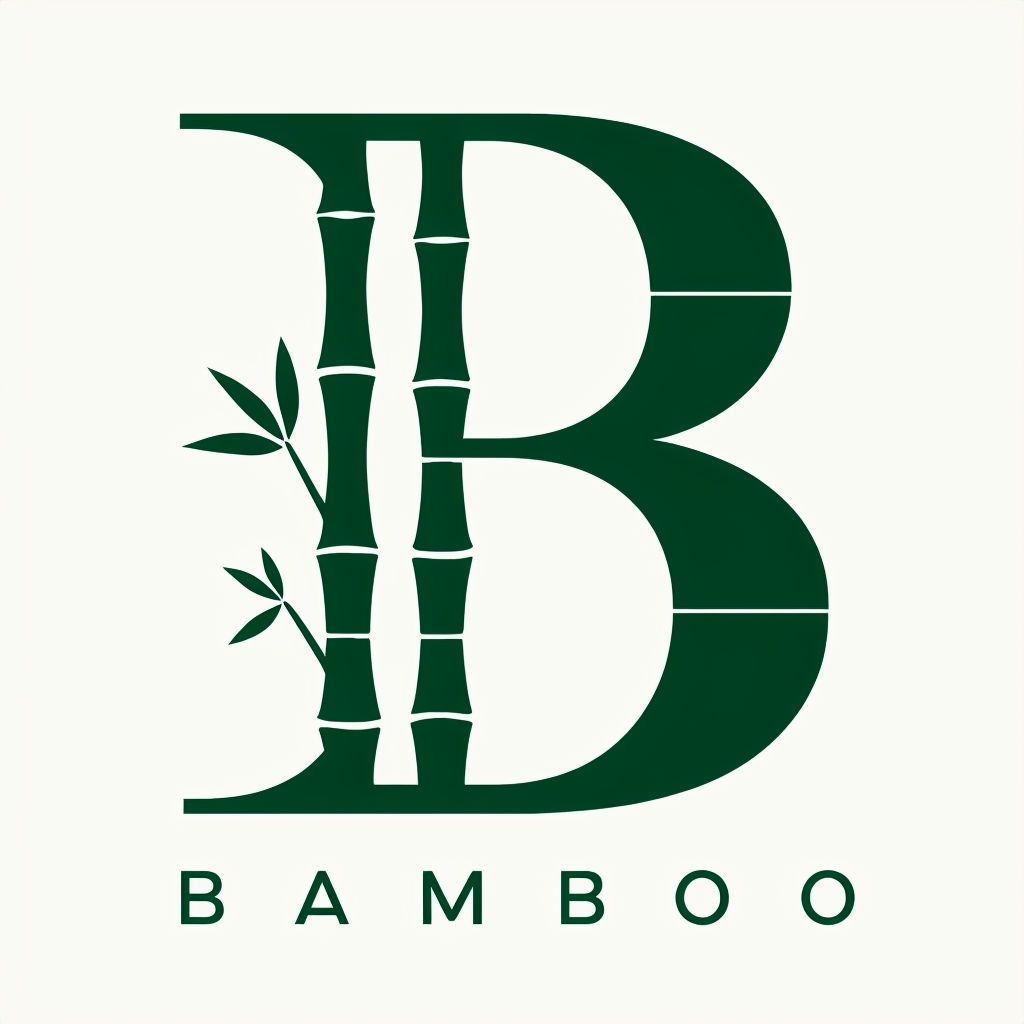 Minimalist Forest Green Bamboo Letter B Logo Design Monogram