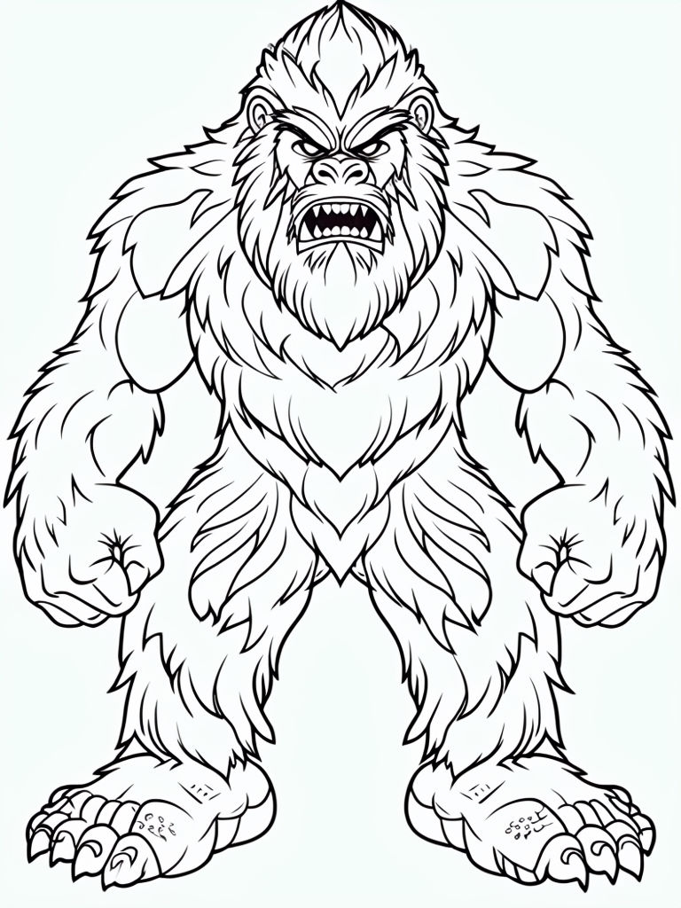 Dynamic Cartoon Yeti Illustration for Kids Coloring Book Pages