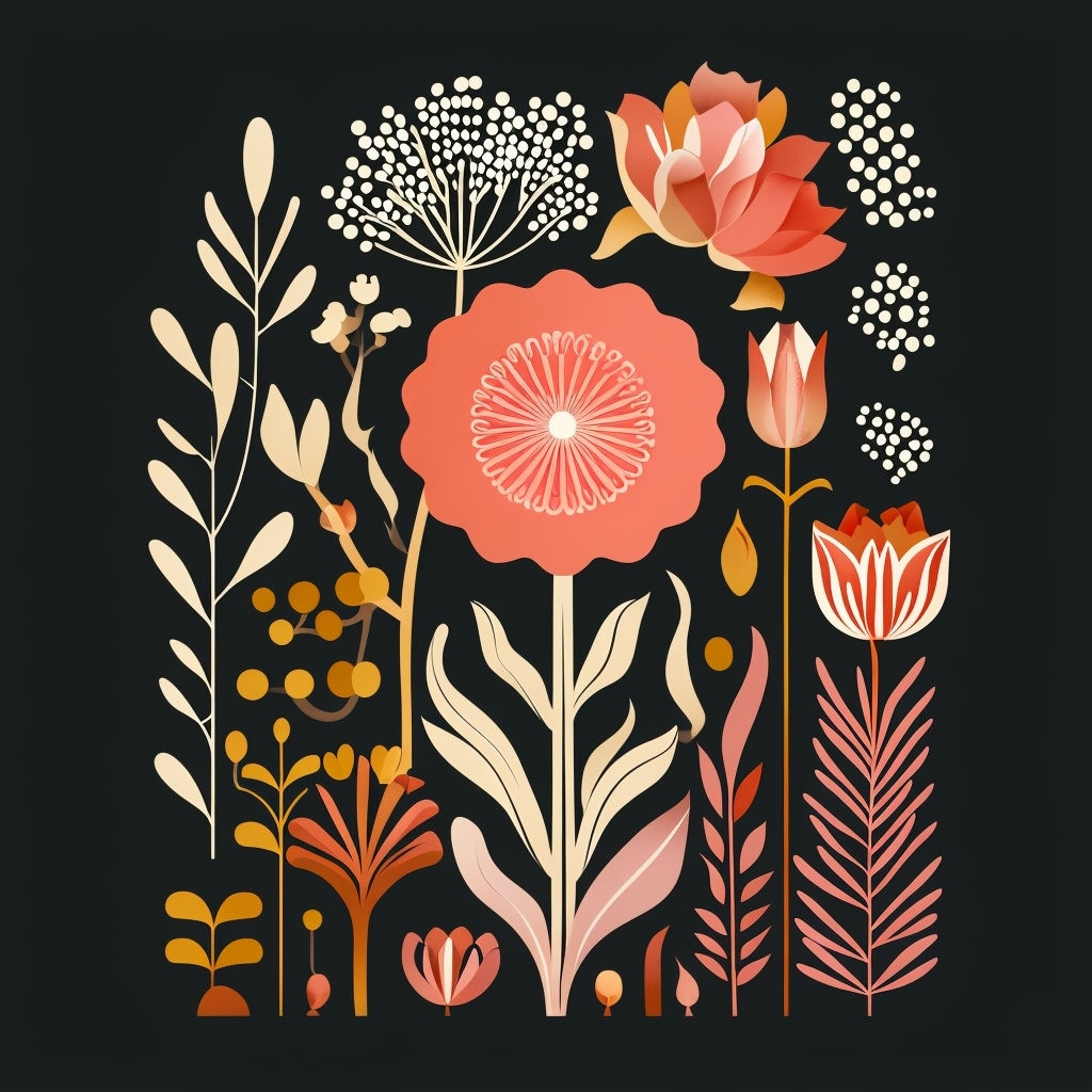 Modern Coral Botanical Floral Seamless Pattern Design