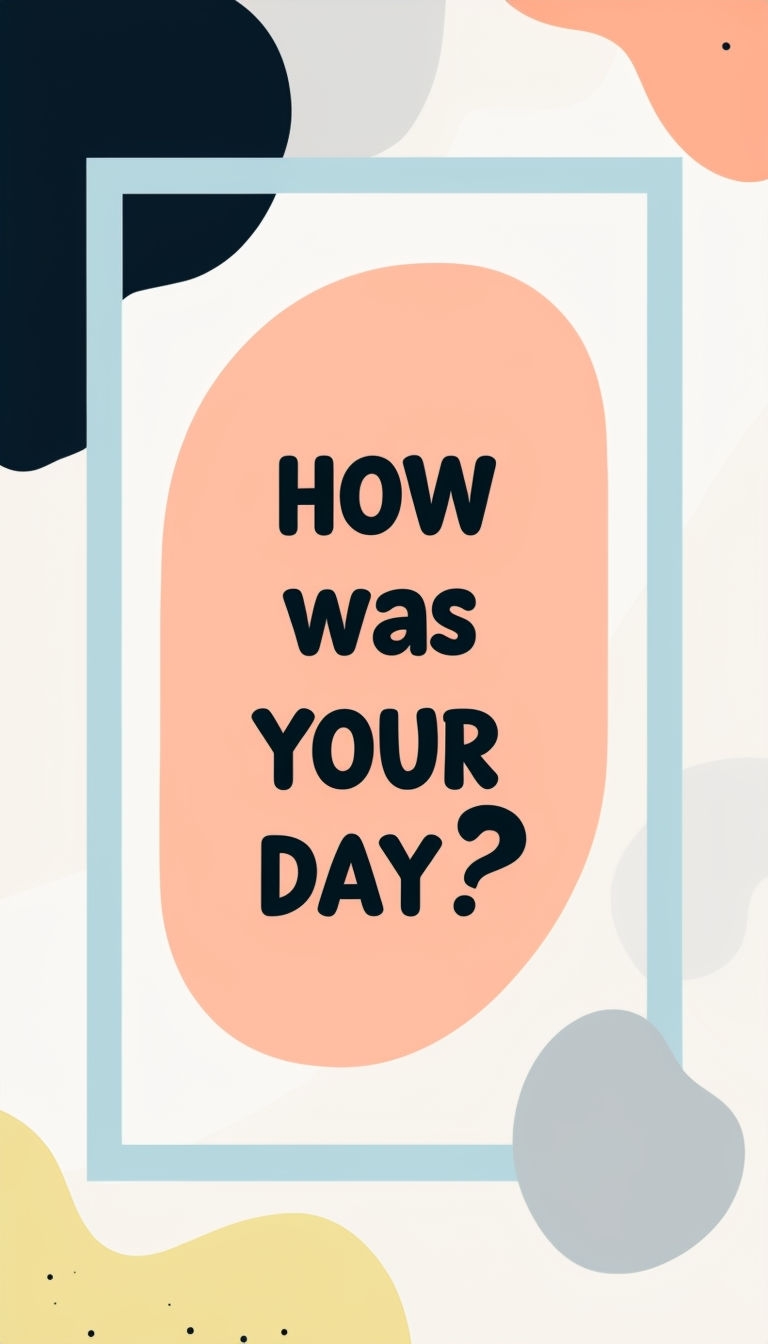 Modern Peach and Blue Graphic Design Asking 'How Was Your Day?' Social Media Post