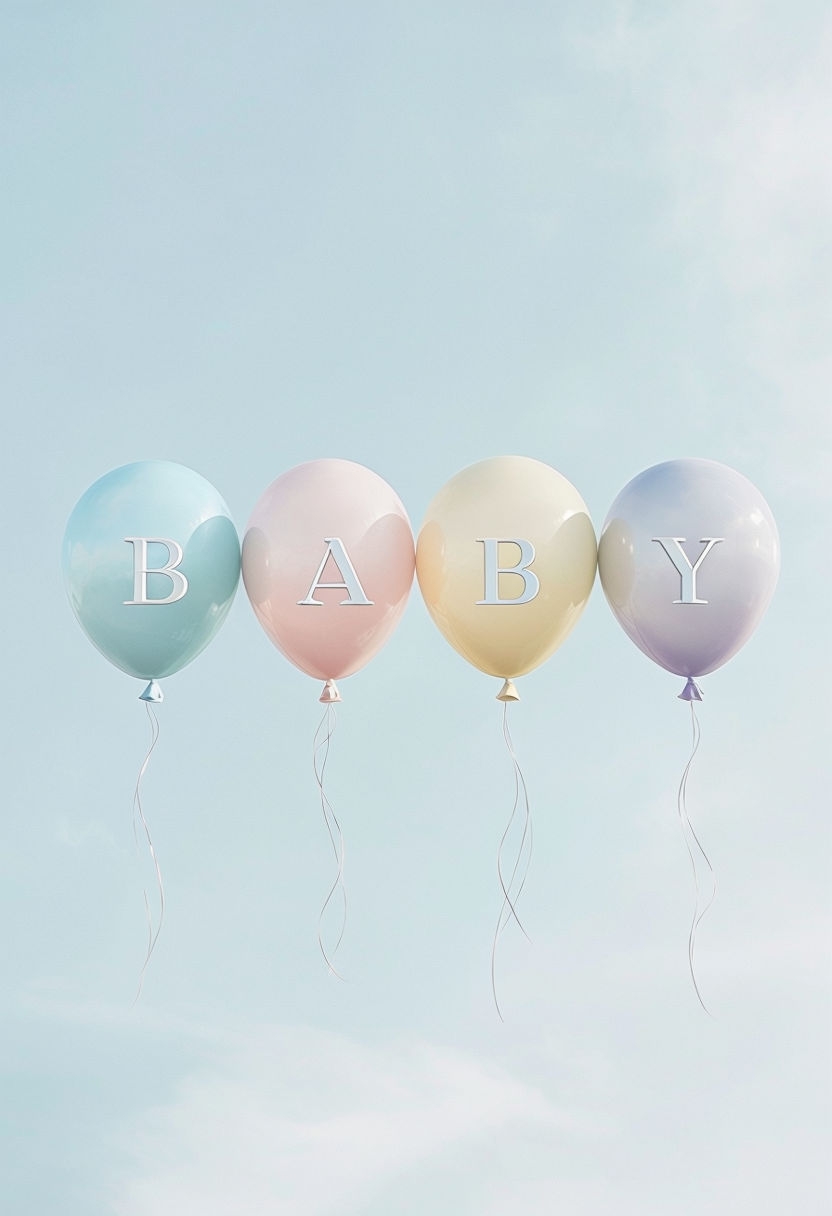 Pastel Baby Balloons Illustration for Celebratory Event Card