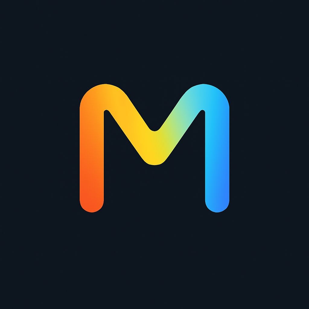 Vibrant Modern Minimalist M Logo Design on Dark Background Logo
