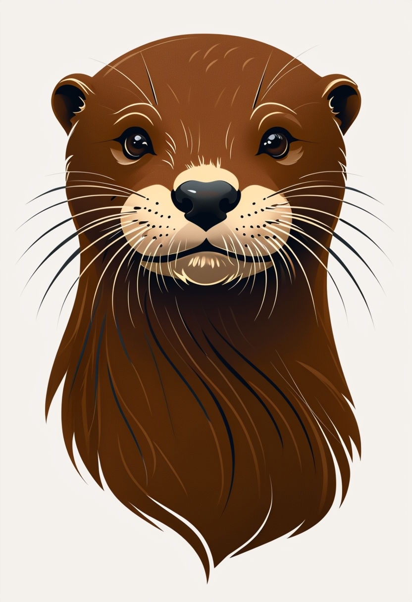 Playful Minimalist Otter Head Illustration Art