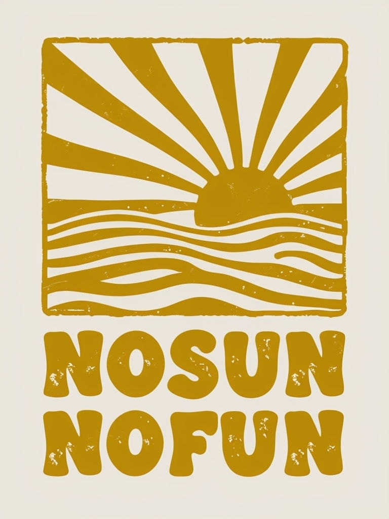 Playful Retro No Sun No Fun Graphic T-Shirt