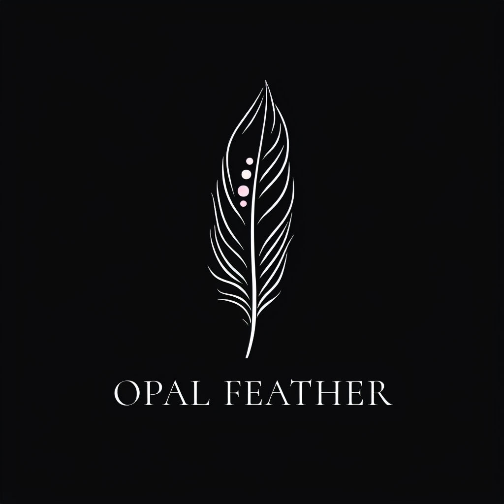 Modern Minimalist Opal Feather Jewelry Logo Design