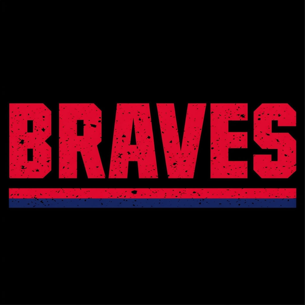 Bold Distressed BRAVES Graphic Design T-Shirt