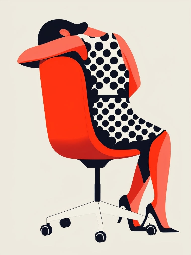 Minimalist Stylized Figure in Modern Office Chair Art