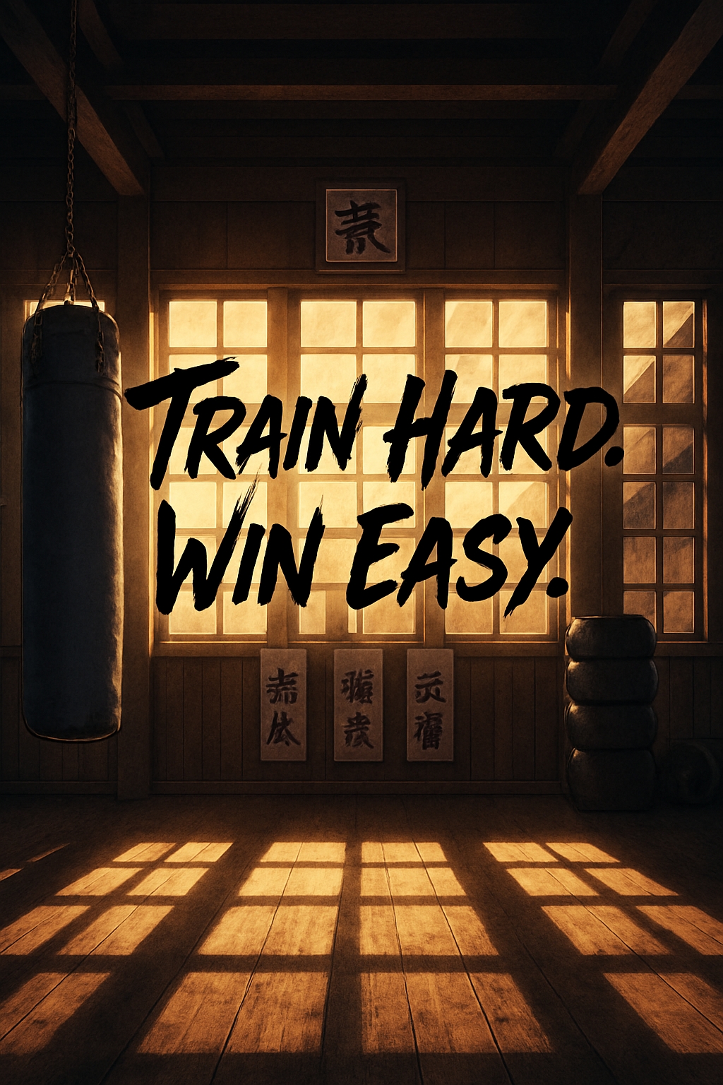 Inspirational Boxing Training Room with Motivational Quote Wallpaper