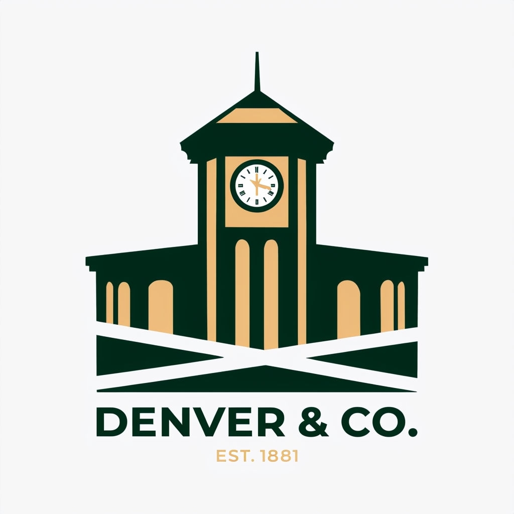 Stylized Denver Union Station Clock Tower Vector Logo Design