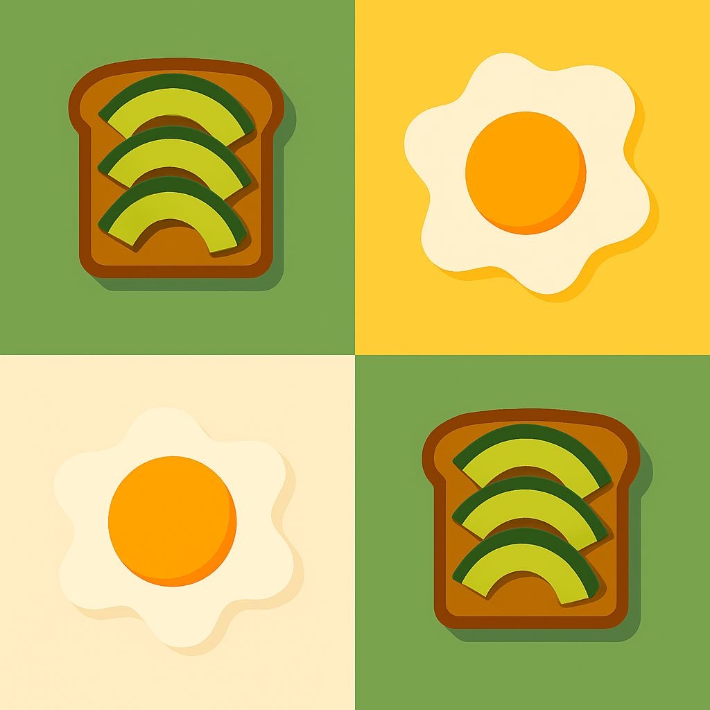 Colorful Breakfast Food Flat Design Seamless Pattern