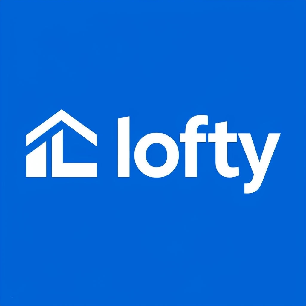 Minimalist Lofty Logo on Vibrant Blue Background Logo