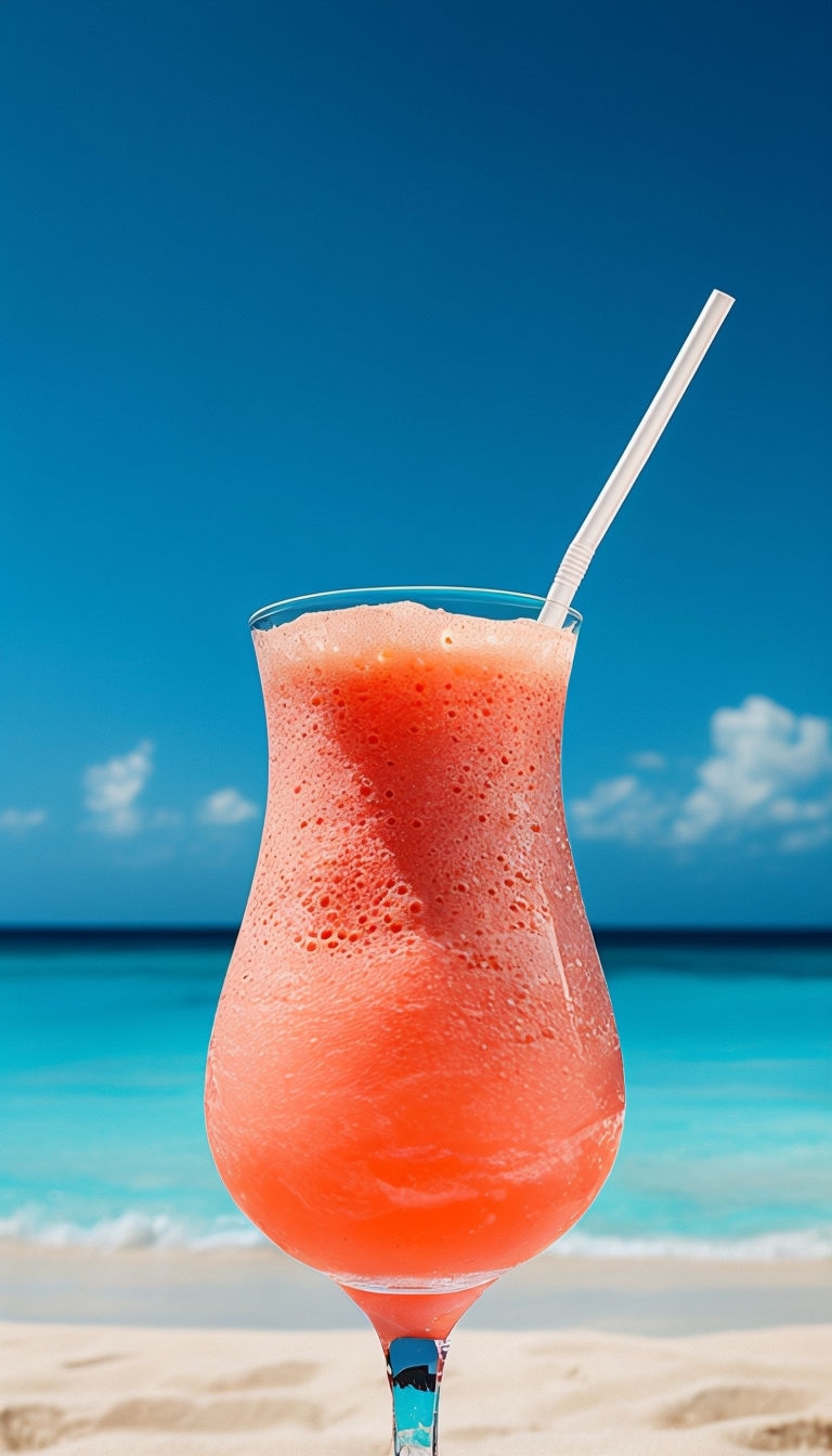 Vibrant Tropical Beach Cocktail Scene High-Resolution Wallpaper
