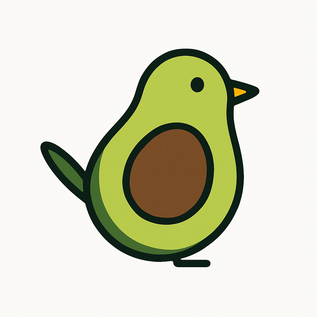 Whimsical Avocado Bird Character Illustration Sticker