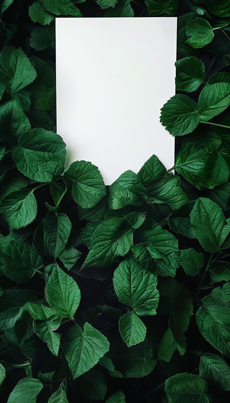 Lush Green Leaves Minimalist Photography with White Space Social Media Post