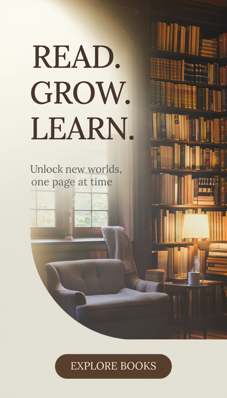 Cozy Home Library Advertisement for Book Lovers Ads