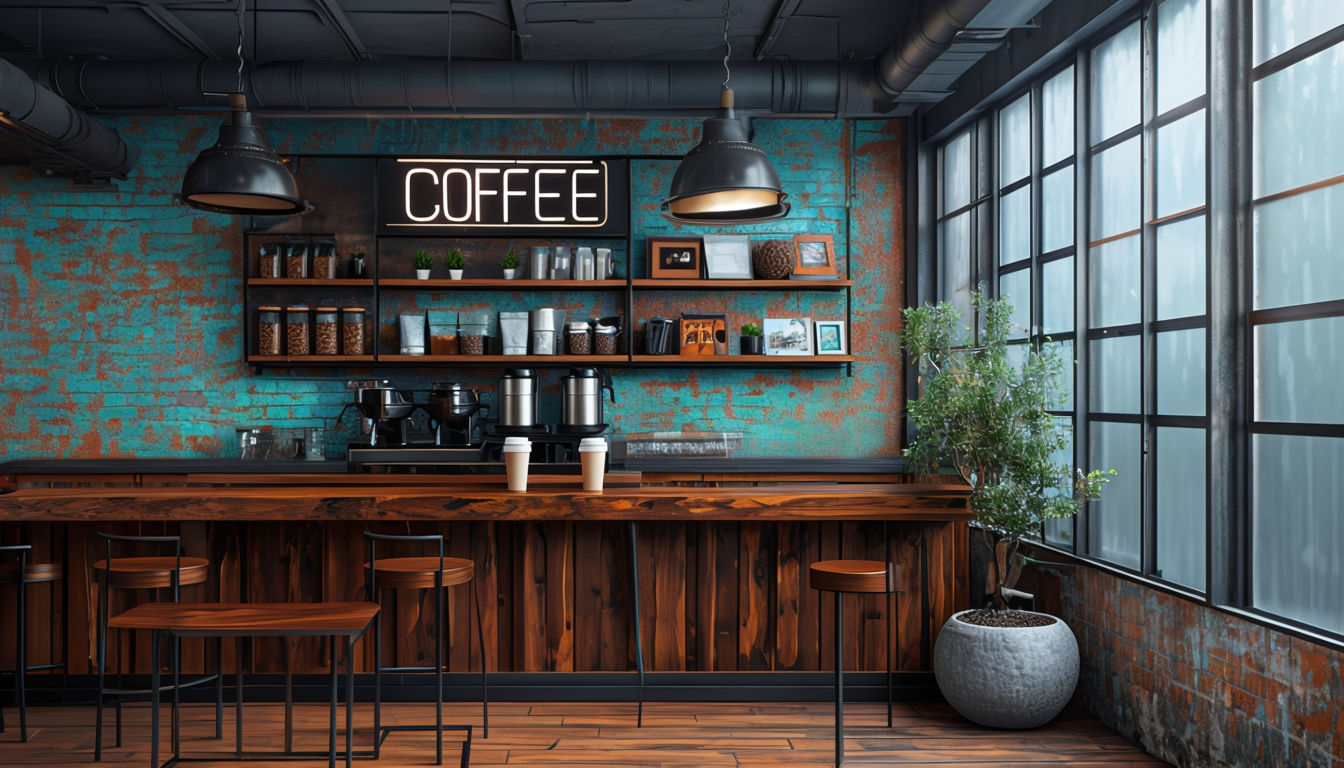 Inviting Modern Coffee Shop Interior Illustration Art