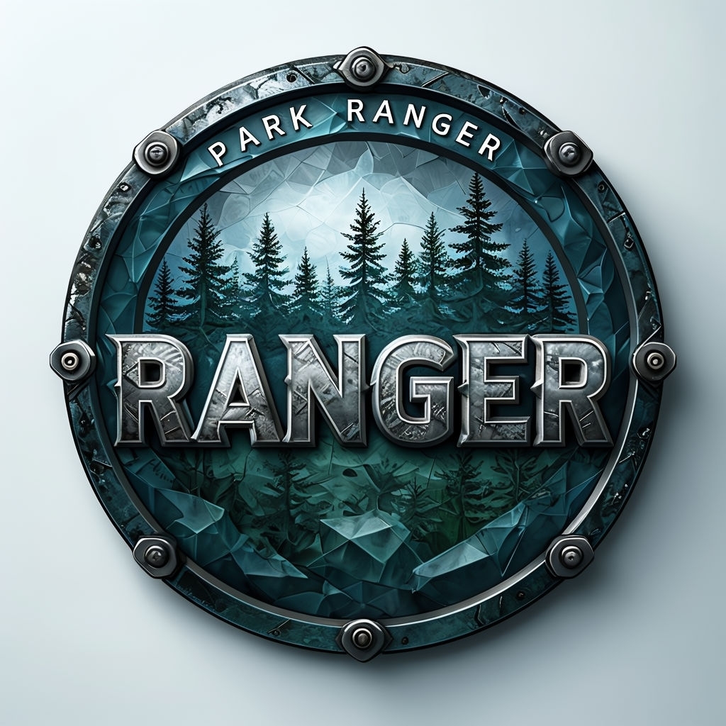 Industrial Park Ranger Emblem with Forest Scene Sticker