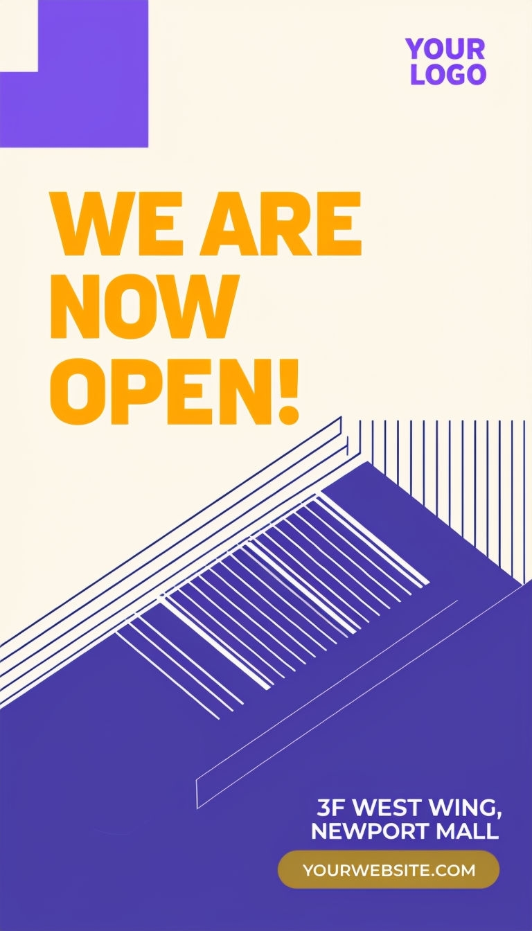Modern Minimalist 'We Are Now Open' Promotional Poster Ads