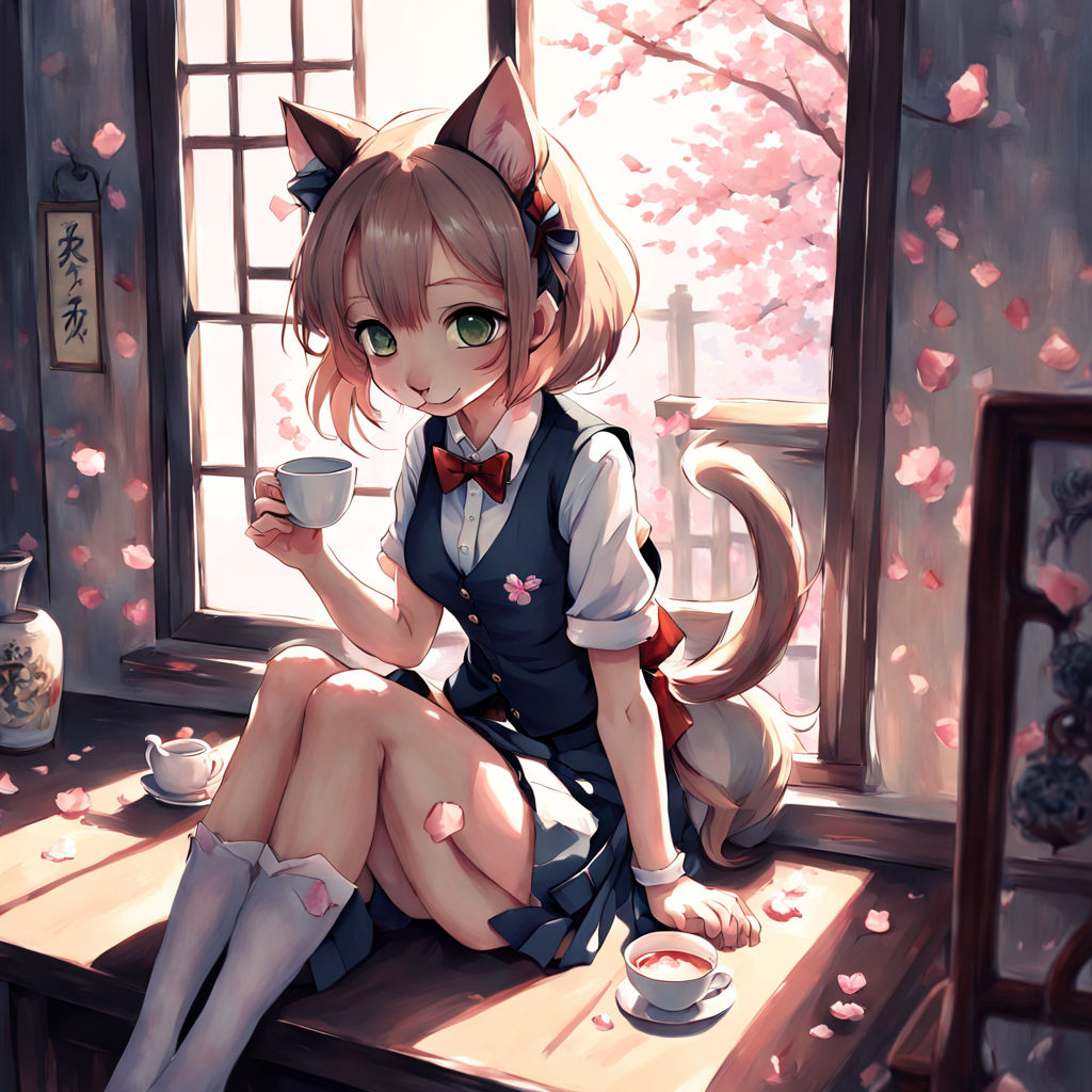 beautiful anime cat girl