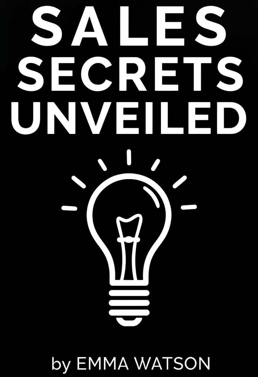 Minimalist Black Book Cover for 'Sales Secrets Unveiled' by Emma Watson EBook Cover