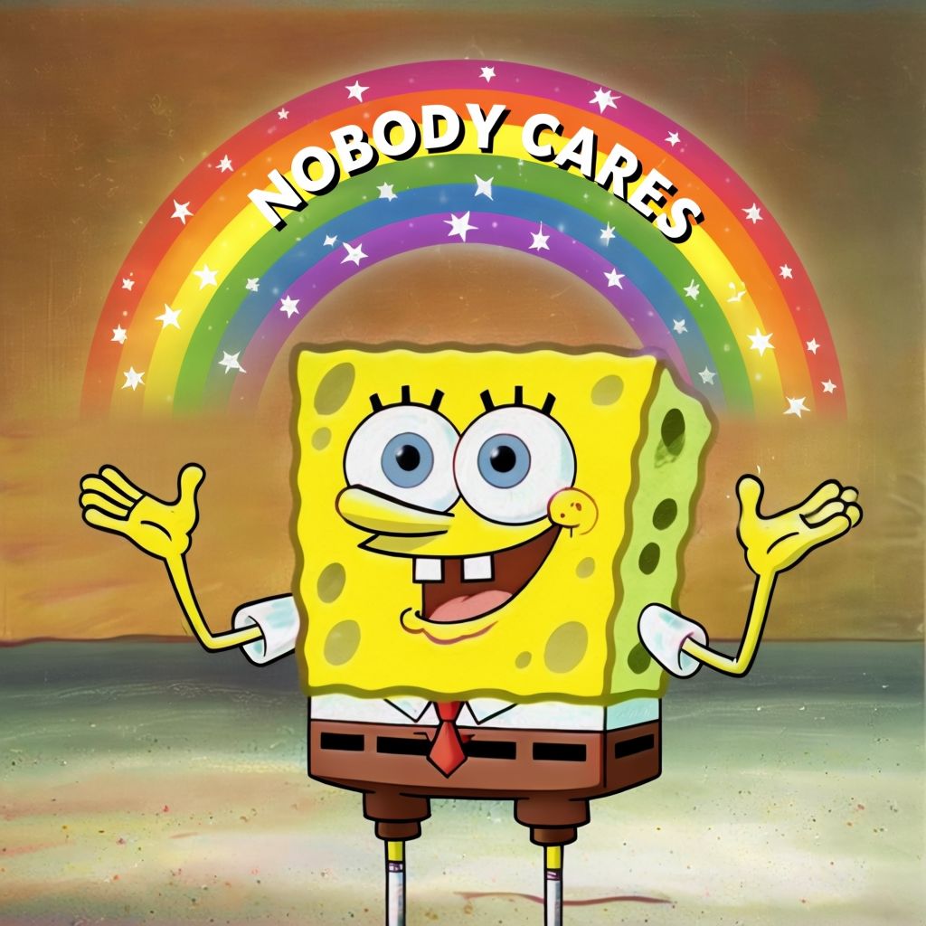 Cheerful SpongeBob SquarePants Humor with Vibrant Rainbow Meme - Playground
