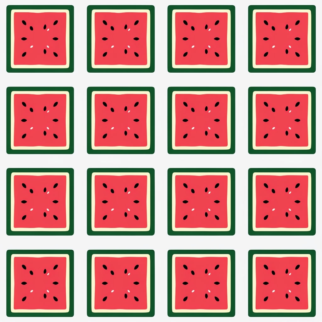 Vibrant Watermelon Slice Pattern in a 4x3 Grid Design Seamless Pattern