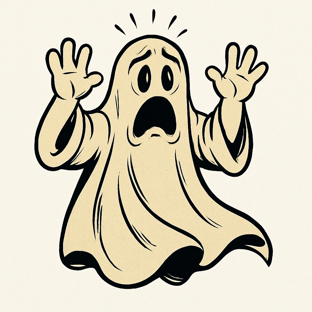 Spooky Cartoon Ghost with Surprised Expression T-Shirt