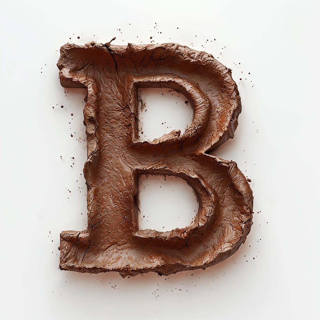 Textured Earthy Brown 'B' Monogram Design on White Background Monogram