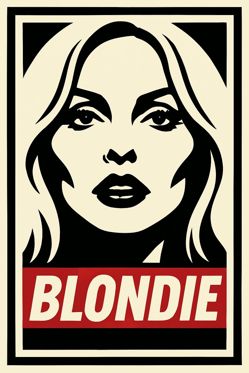 Bold Pop Art Woman's Face with Blondie Typography Poster