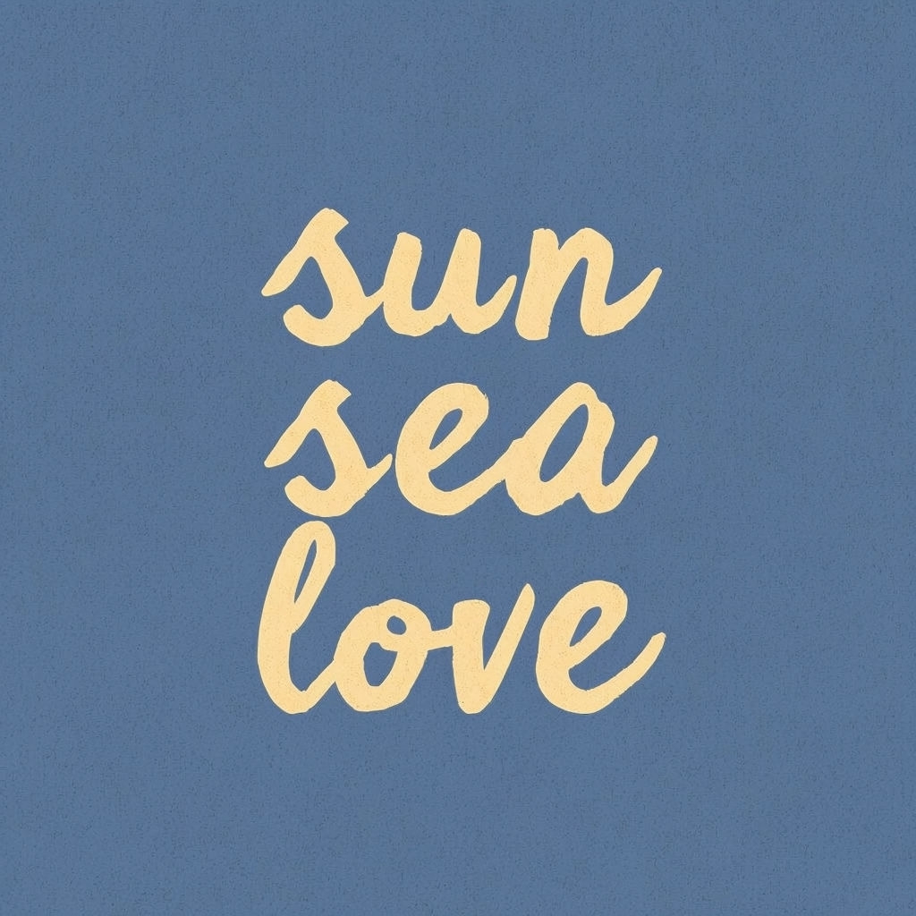Sun Sea Love Minimalist Text Design T-Shirt