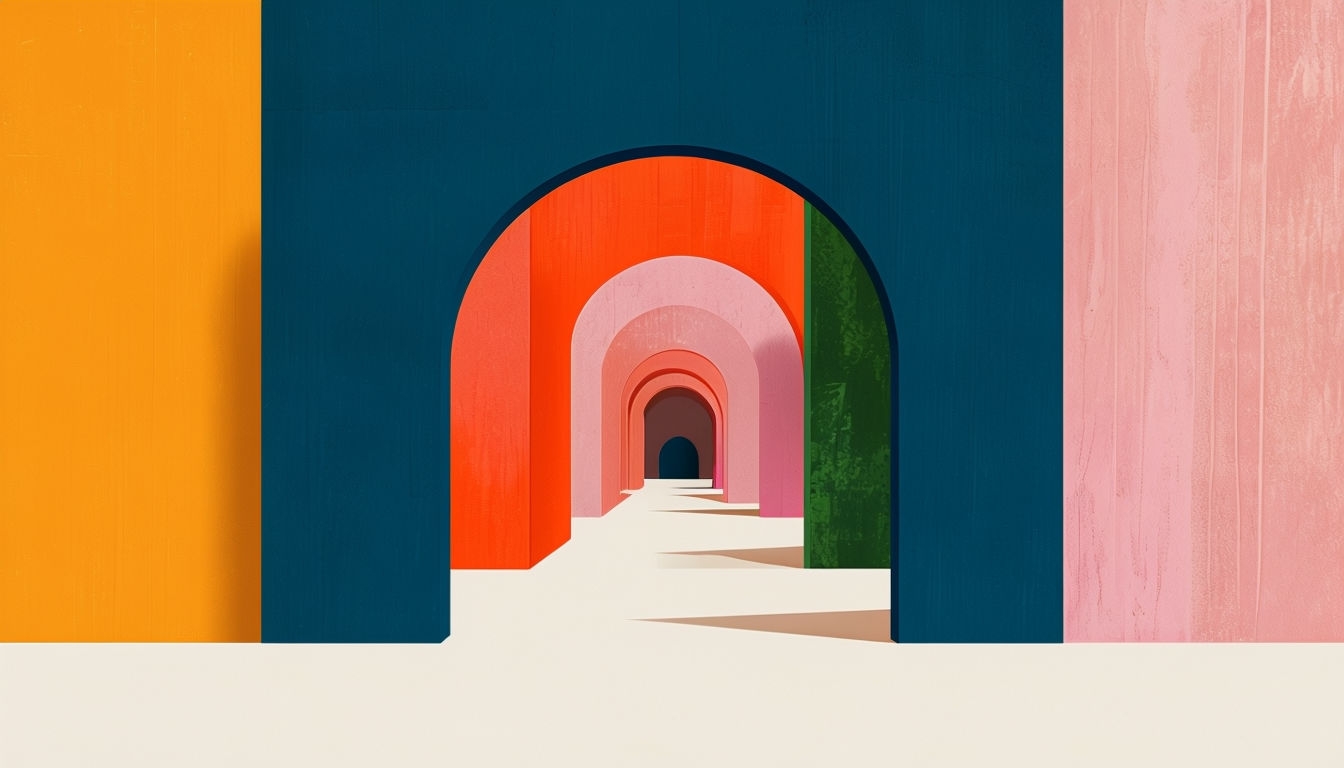 Colorful Minimalist Abstract Arch Illustration Virtual Background