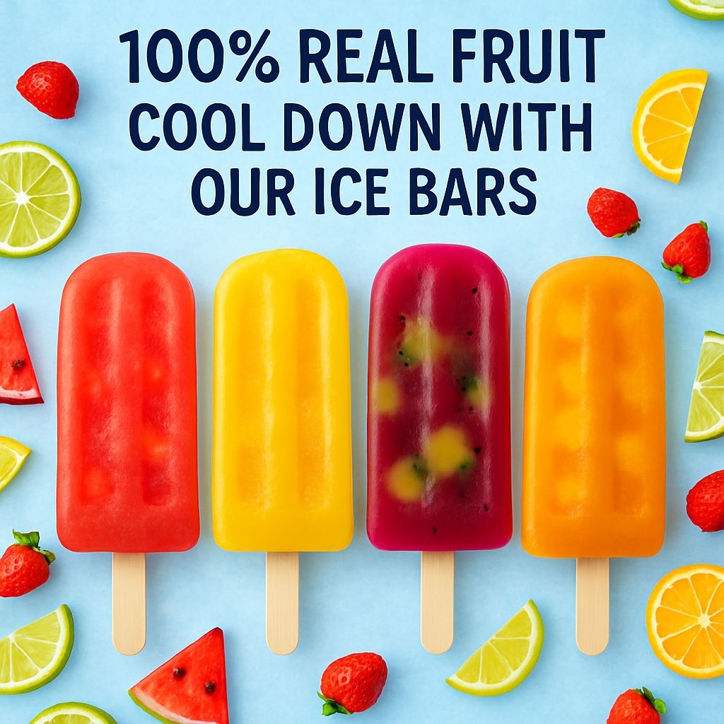 Vibrant Summer Fruit Ice Bars Refreshing Snack Promotion Ads