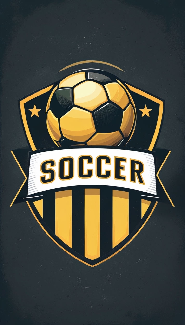 Stylish Black and Gold Soccer Emblem Logo Design