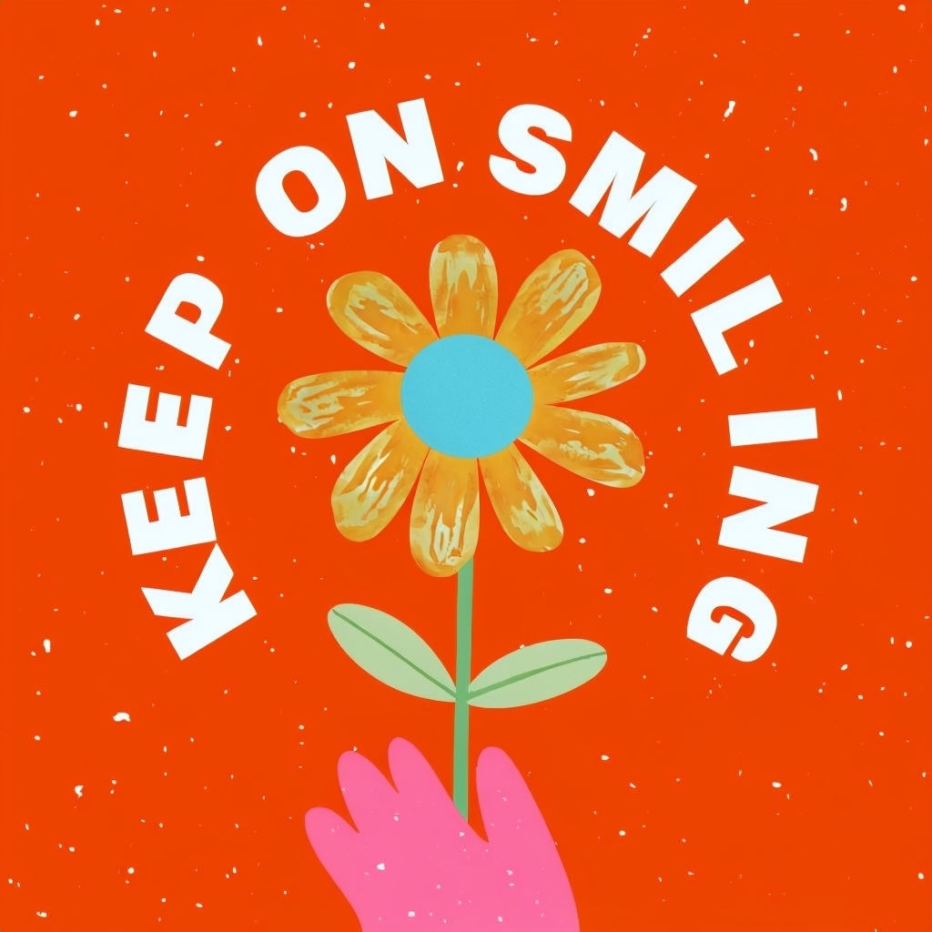 Keep on Smiling Uplifting Flower Illustration Sticker