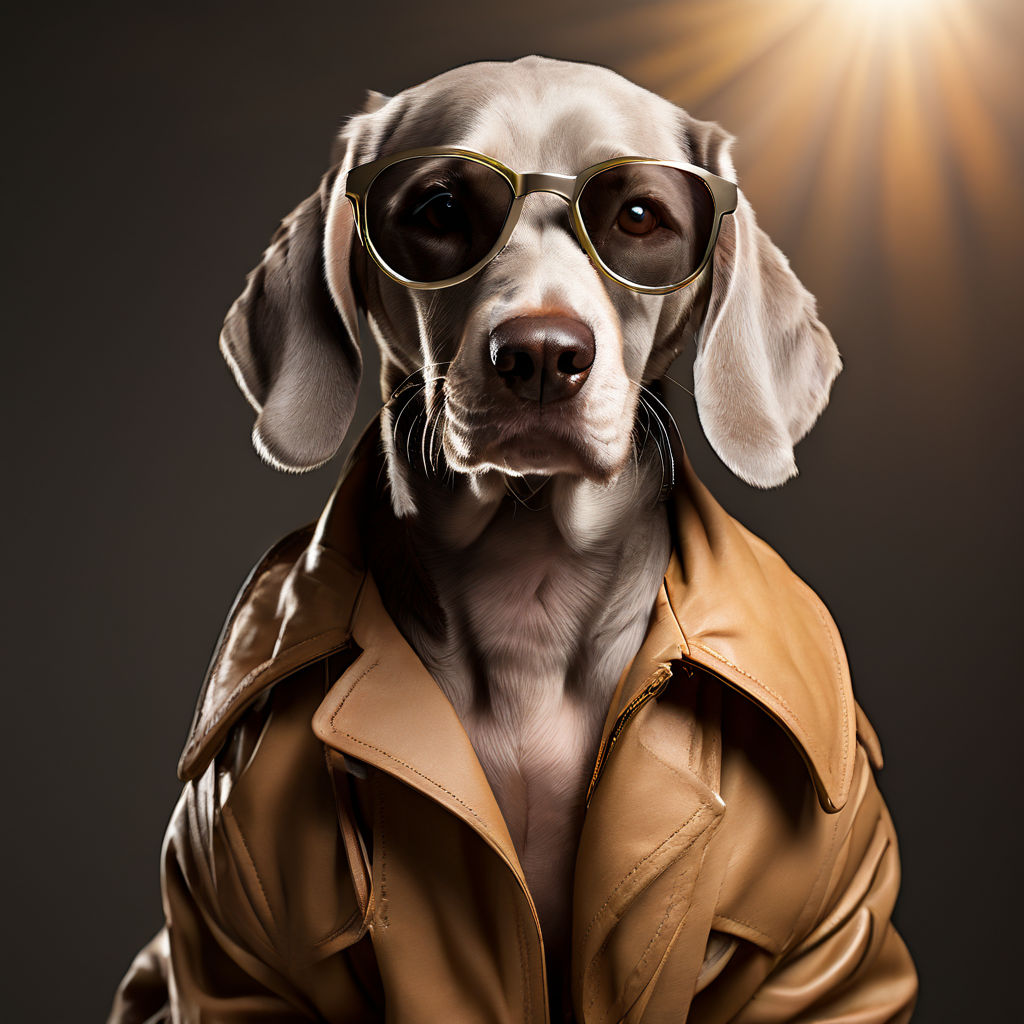 Cute Weimaraner using a trench coat and sunglasses by Ines Gabrielli ...