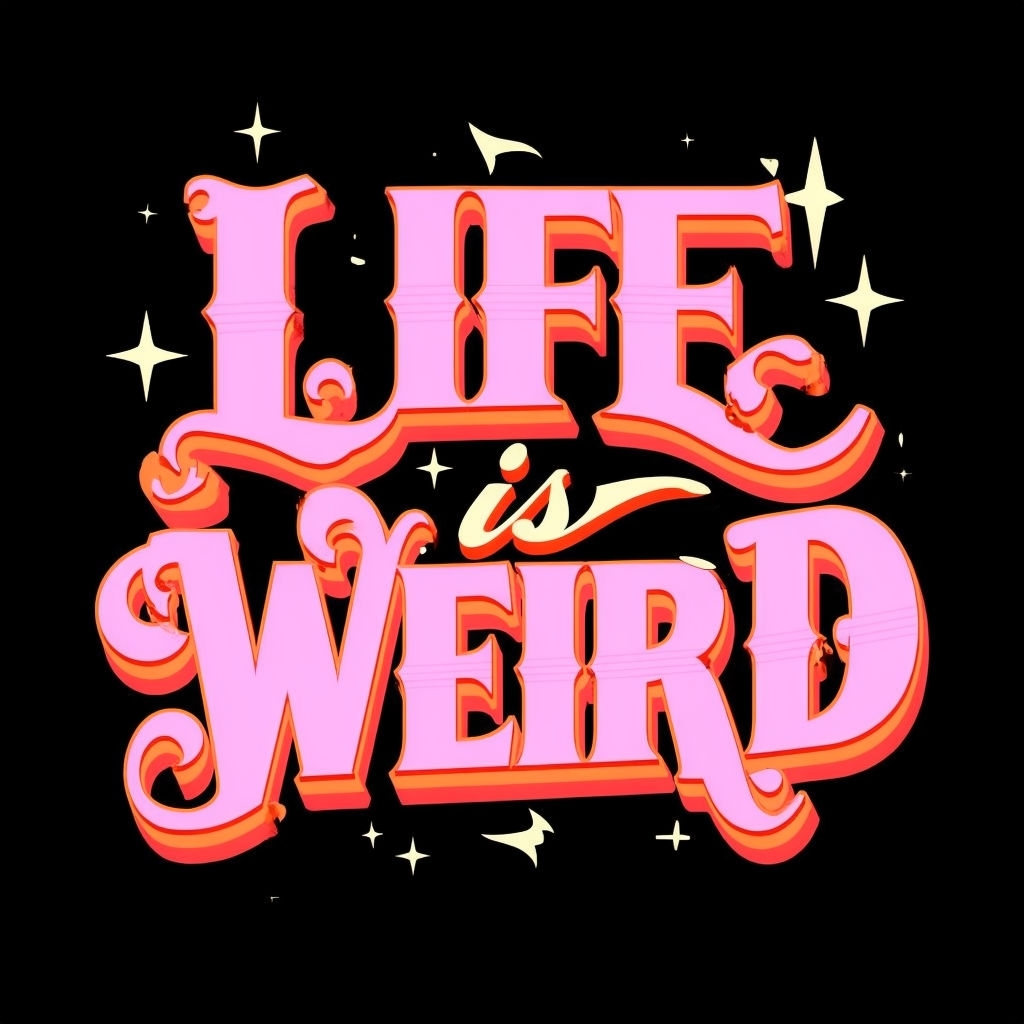 Vibrant Retro "LIFE is WEIRD" Typography Design T-Shirt