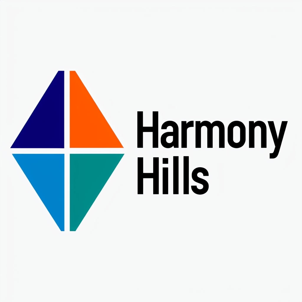 Modern Harmony Hills Logo with Geometric Triangles Design