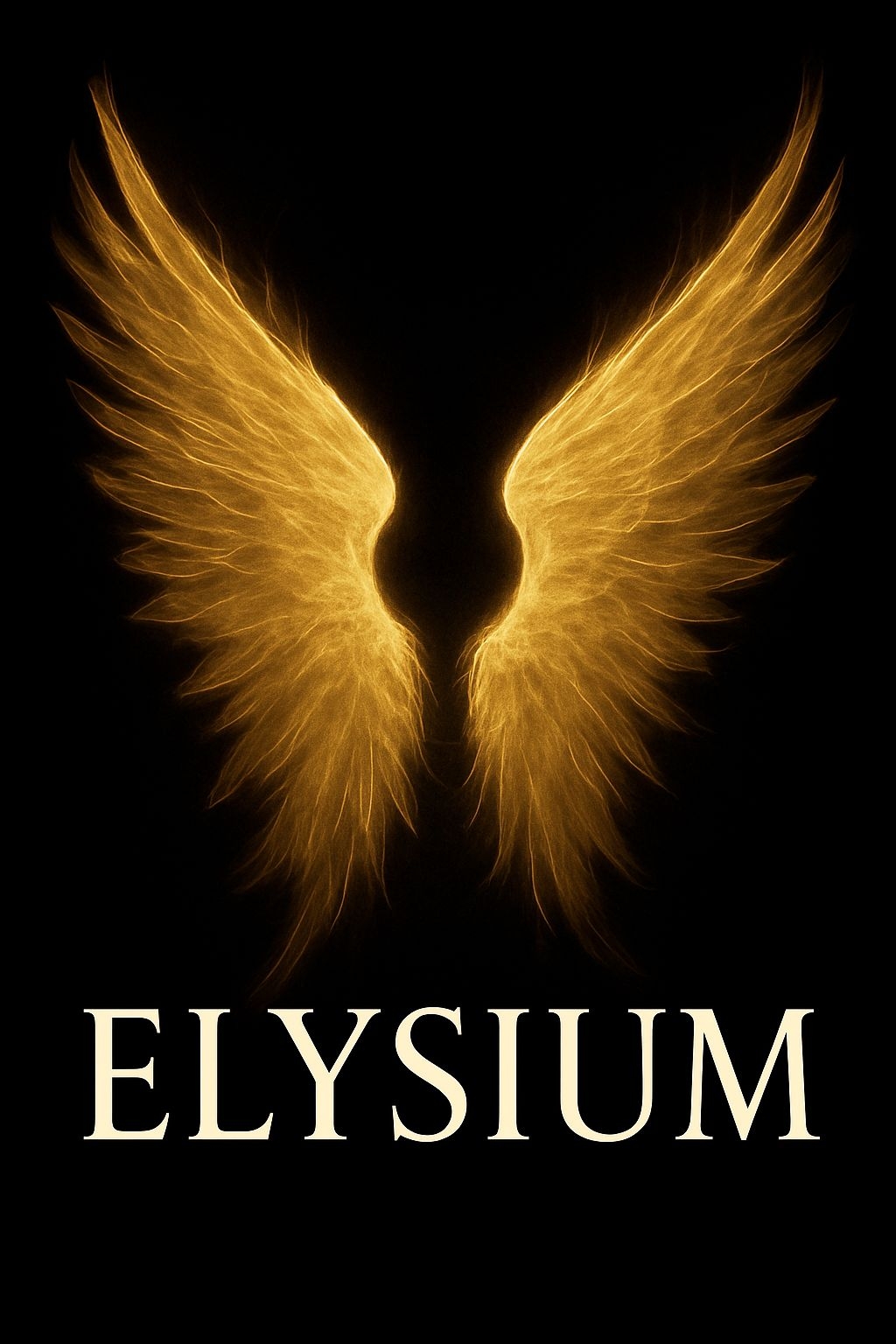 Glowing Golden Wings with Elysium Text T-Shirt