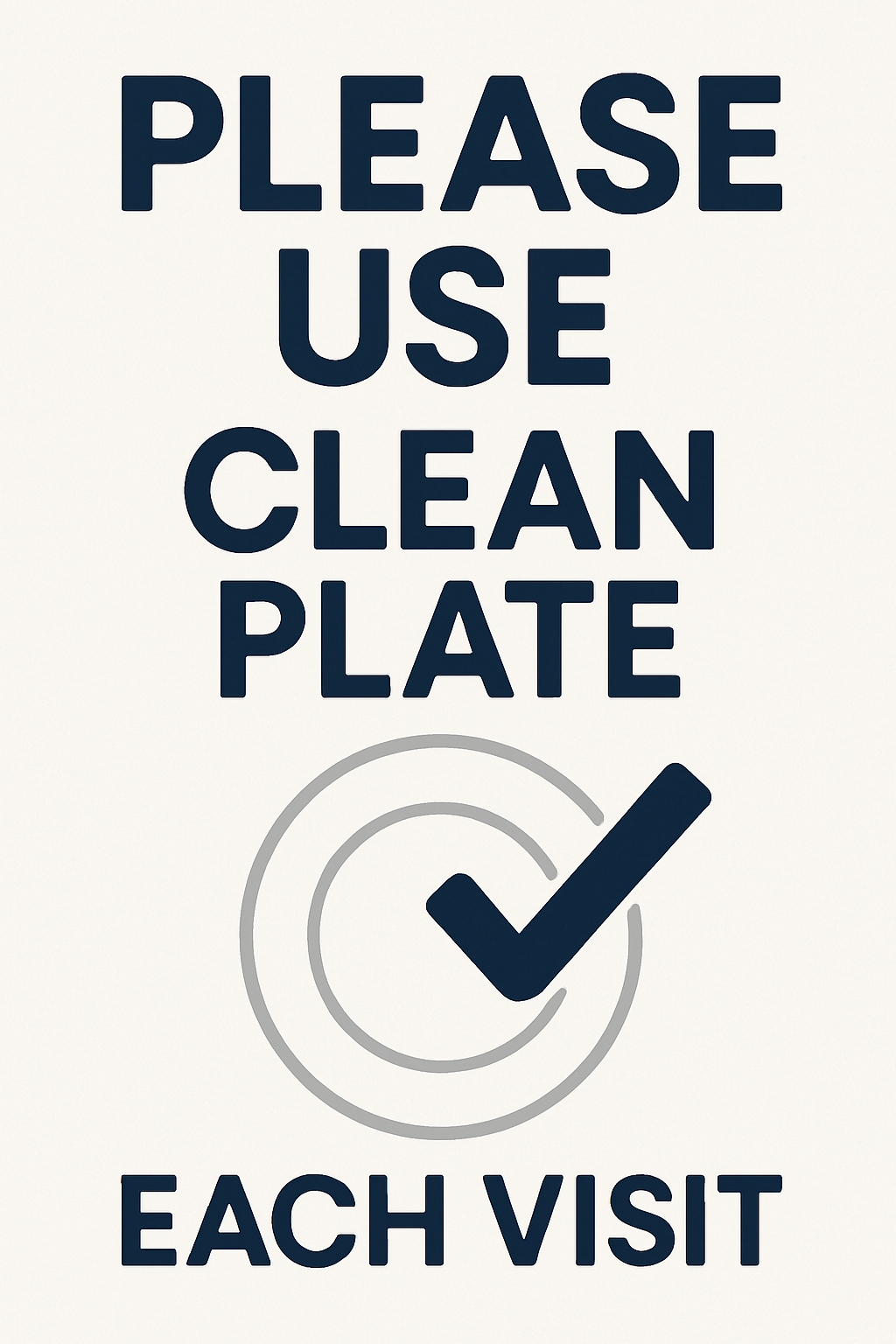 Navy Blue Clean Plate Reminder Minimalist Sign Design Event Sign