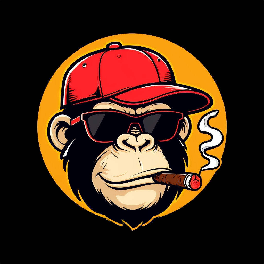 Playful Cartoon Chimpanzee with Cigar and Sunglasses Sticker